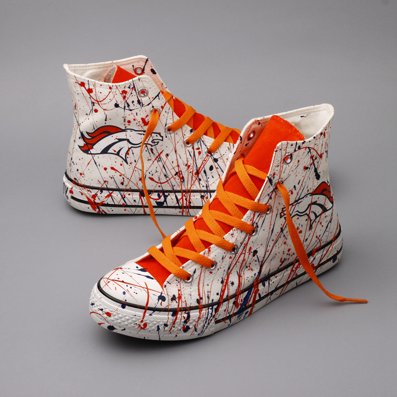 Women Or Youth NFL Denver Broncos Repeat Print High Top Sneakers 004